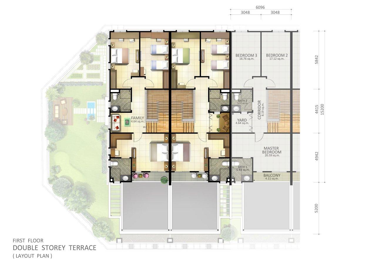 2 Storey Terrace First Floor Plan 