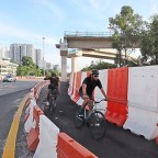 Temporary bicycle lane opens