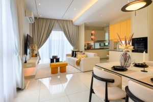 Step Inside Serene Villas Show Unit Featuring Living and Dining Area Crafted to Bring Families Together